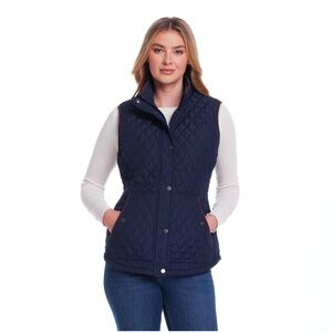 NEW! Women’s Quilted Long Puffer Blue Vest, Size Small or Size 3XL (204)